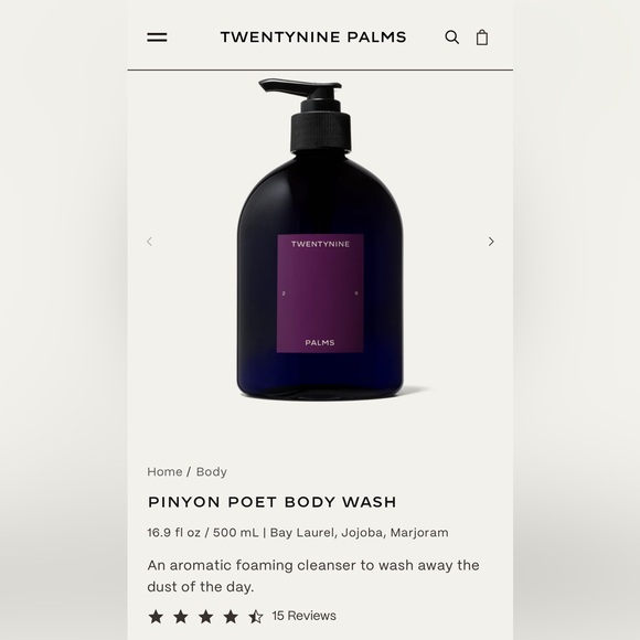 Twenty Nine Palms - Pinyon Poet Body Wash - NIB - Picture 1 of 5